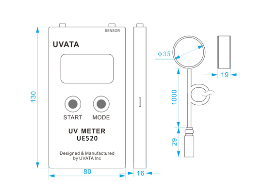 UV照度計UE520尺寸圖